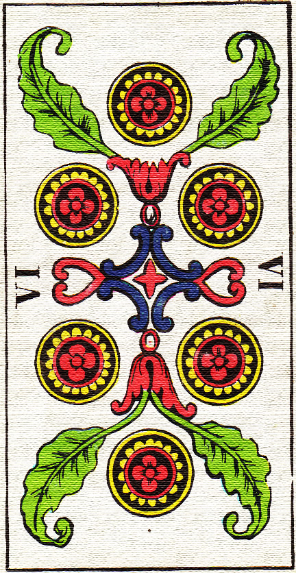 Tarotová karta Šest disků
